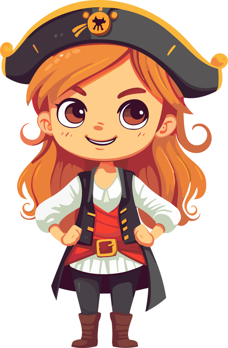 Cute Pirate Girl Vector Illustration