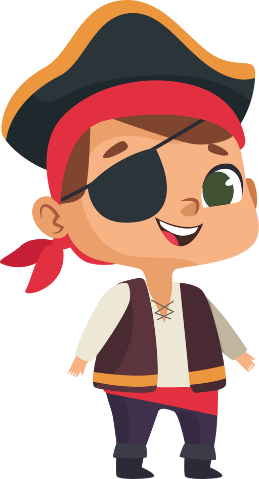 halloween kid disguised in pirate